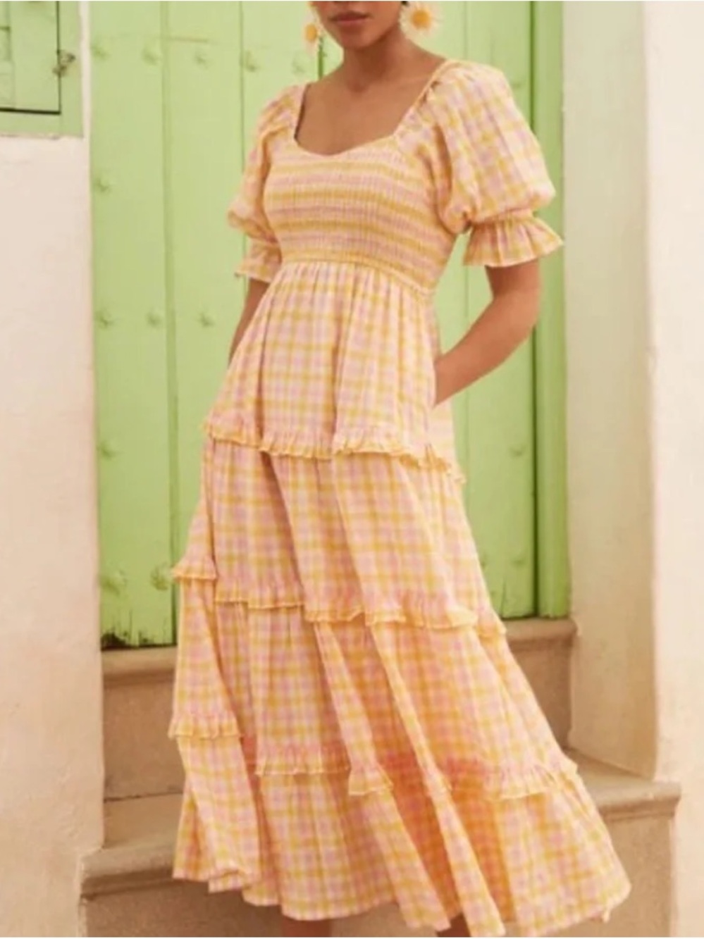 Pink City Prints Cindy Gingham Maxi Dress Women’s Sz S